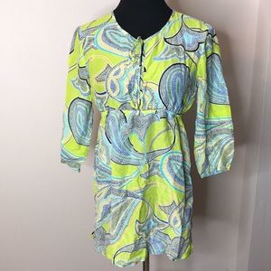 Trina Turk bright light weight cotton silk blend tunic.